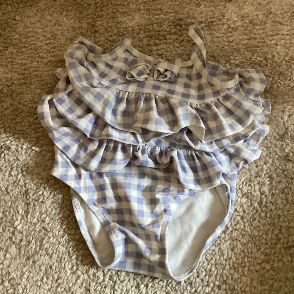 Janie and Jack ruffle 18-24 months one piece purple white swimsuit